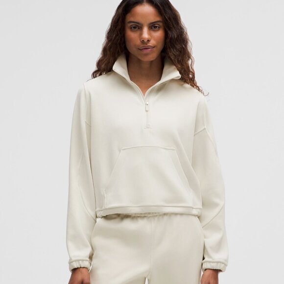 Brushed Softstreme Half Zip In Bone - Picture 1 of 9